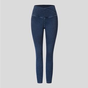 Halara crossover side pocket stretchy denim leggings.